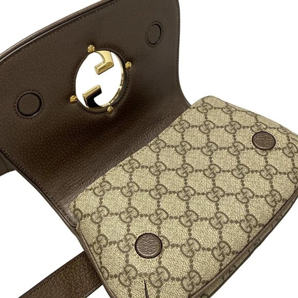 Auth GUCCI Interlocking G/GG Plus/GG Supreme 703807 Dark Brown Beige PVC Leather - Picture 15 of 15